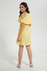 Redtag-Yellow-Floral-Print-Cold-Shoulder-Dress-Dresses-Senior-Girls-9 to 14 Years