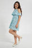 Redtag-Blue-Floral-Print-Cold-Shoulder-Dress-Dresses-Senior-Girls-9 to 14 Years