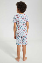 Load image into Gallery viewer, Redtag-Grey-Car-Print-T-Shirt-And-Short-Set-Pyjama-Sets-Boys-2 to 8 Years
