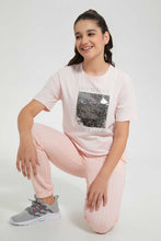 Load image into Gallery viewer, Redtag-Pink-Reversible-Sequins-Boxy-Top-Embellished-T-Shirts-Senior-Girls-9 to 14 Years
