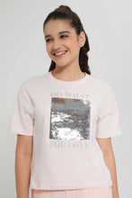 Load image into Gallery viewer, Redtag-Pink-Reversible-Sequins-Boxy-Top-Embellished-T-Shirts-Senior-Girls-9 to 14 Years
