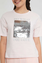 Load image into Gallery viewer, Redtag-Pink-Reversible-Sequins-Boxy-Top-Embellished-T-Shirts-Senior-Girls-9 to 14 Years
