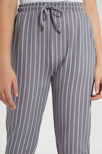 Redtag-Grey/White-Stripes-Harem-Pant-Harem-Pants-Senior-Girls-9 to 14 Years