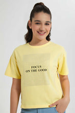 Load image into Gallery viewer, Redtag-Yellow-Rhinestone-Boxy-Top-Embellished-T-Shirts-Senior-Girls-9 to 14 Years
