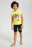 Redtag-Yellow-Batman-T-Shirt-And-Short-Pyjama-Set-Pyjama-Sets-Boys-2 to 8 Years