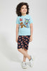 Redtag-Blue-Tom-And-Jerry-T-Shirt-And-Short-Pyjama-Set-Pyjama-Sets-Boys-2 to 8 Years