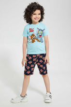 تنزيل الصورة على معرض الصور، Redtag-Blue-Tom-And-Jerry-T-Shirt-And-Short-Pyjama-Set-Pyjama-Sets-Boys-2 to 8 Years
