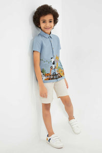 Redtag-Beige-Cotton-Slub-Pullon-Short-Chino-Shorts-Boys-2 to 8 Years