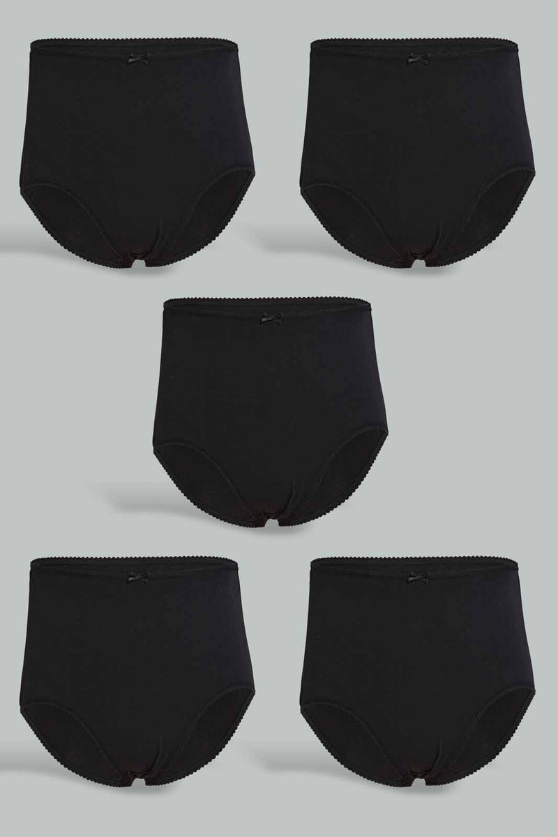 Redtag-Black-Plain-Mama-Briefs-(5-Pack)-365,-Category:Briefs,-Colour:Black,-Filter:Women's-Clothing,-New-In,-New-In-Women,-Non-Sale,-Section:Women,-Women-Briefs-Women's-