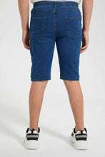 تنزيل الصورة على معرض الصور، Redtag-Blue-Pull-On-Short-Denim-Shorts-Senior-Boys-9 to 14 Years
