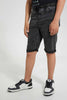 Redtag-Grey-Pull-On-Short-Denim-Shorts-Senior-Boys-9 to 14 Years