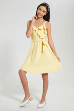 تنزيل الصورة على معرض الصور، Redtag-Yellow-Ruffled-Front-Skater-Dress-Dresses-Senior-Girls-9 to 14 Years
