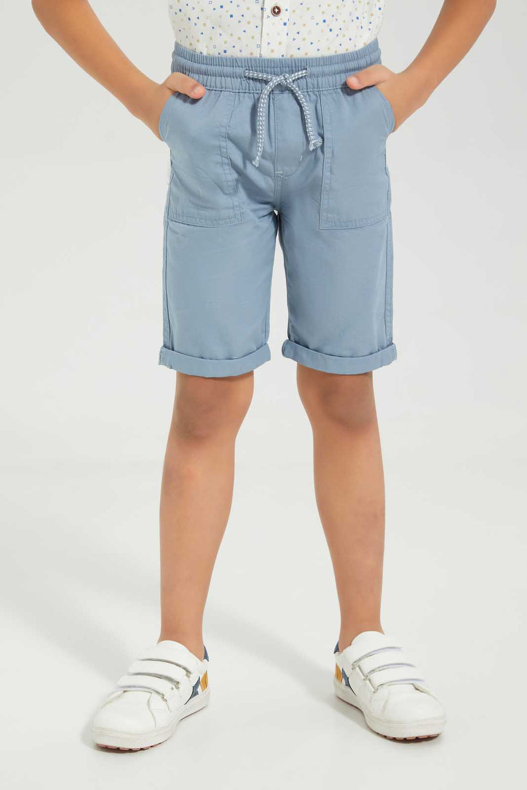 Redtag-Blue-Pullon-Short-Chino-Shorts-Boys-2 to 8 Years