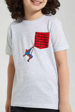 تنزيل الصورة على معرض الصور، Redtag-Grey-Spiderman-Pocket-T-Shirt-Character-T-Shirts-Boys-2 to 8 Years
