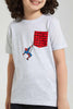 Redtag-Grey-Spiderman-Pocket-T-Shirt-Character-T-Shirts-Boys-2 to 8 Years