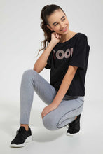 Load image into Gallery viewer, Redtag-Black-High-Density-Print-Boxy-Top-Graphic-Prints-Senior-Girls-9 to 14 Years
