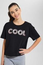 Load image into Gallery viewer, Redtag-Black-High-Density-Print-Boxy-Top-Graphic-Prints-Senior-Girls-9 to 14 Years

