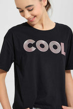 Load image into Gallery viewer, Redtag-Black-High-Density-Print-Boxy-Top-Graphic-Prints-Senior-Girls-9 to 14 Years
