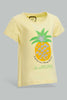 Redtag-Yellow-Pineapple-Pleacement-Print-T-Shirt-Graphic-T-Shirts-Infant-Girls-3 to 24 Months