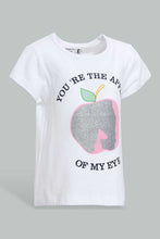 تنزيل الصورة على معرض الصور، Redtag-White-Apple-Pleacement-Print-T-Shirt-Graphic-T-Shirts-Infant-Girls-3 to 24 Months
