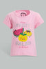 Redtag-Pink-Fruity-Salad-Placement-Print-T-Shirt-Graphic-T-Shirts-Infant-Girls-3 to 24 Months