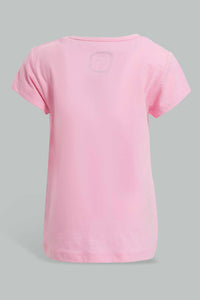Redtag-Pink-Fruity-Salad-Placement-Print-T-Shirt-Graphic-T-Shirts-Infant-Girls-3 to 24 Months