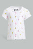 Redtag-White-Fruits-Printed-T-Shirt-Graphic-T-Shirts-Infant-Girls-3 to 24 Months