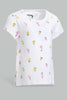 Redtag-White-Fruits-Printed-T-Shirt-Graphic-T-Shirts-Infant-Girls-3 to 24 Months