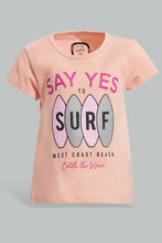 Load image into Gallery viewer, Redtag-Coral-Surf-Board-Placement-Print-T-Shirt-Graphic-T-Shirts-Infant-Girls-3 to 24 Months
