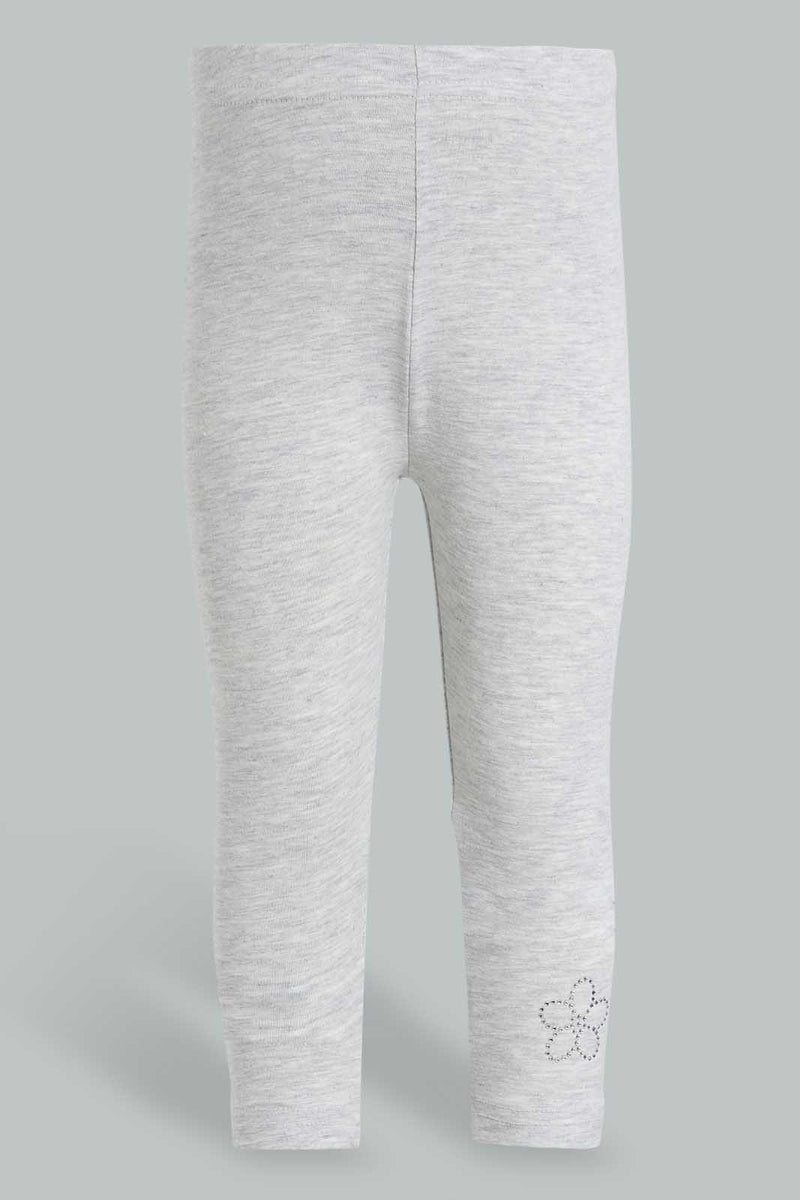 Redtag-Grey-Solid-Legging-Leggings-Infant-Girls-3 to 24 Months