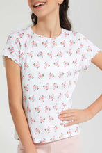 تنزيل الصورة على معرض الصور، Redtag-White-Floral-Jacquard-Top-All-Over-Prints-Senior-Girls-9 to 14 Years
