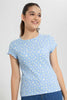 Redtag-Blue/Yellow-Floral-Jacquard-Top-Graphic-T-Shirts-Senior-Girls-9 to 14 Years