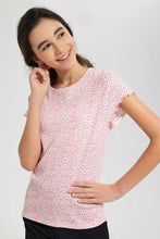 Load image into Gallery viewer, Redtag-Pink-Ditsy-Jacquard-Top-All-Over-Prints-Senior-Girls-9 to 14 Years
