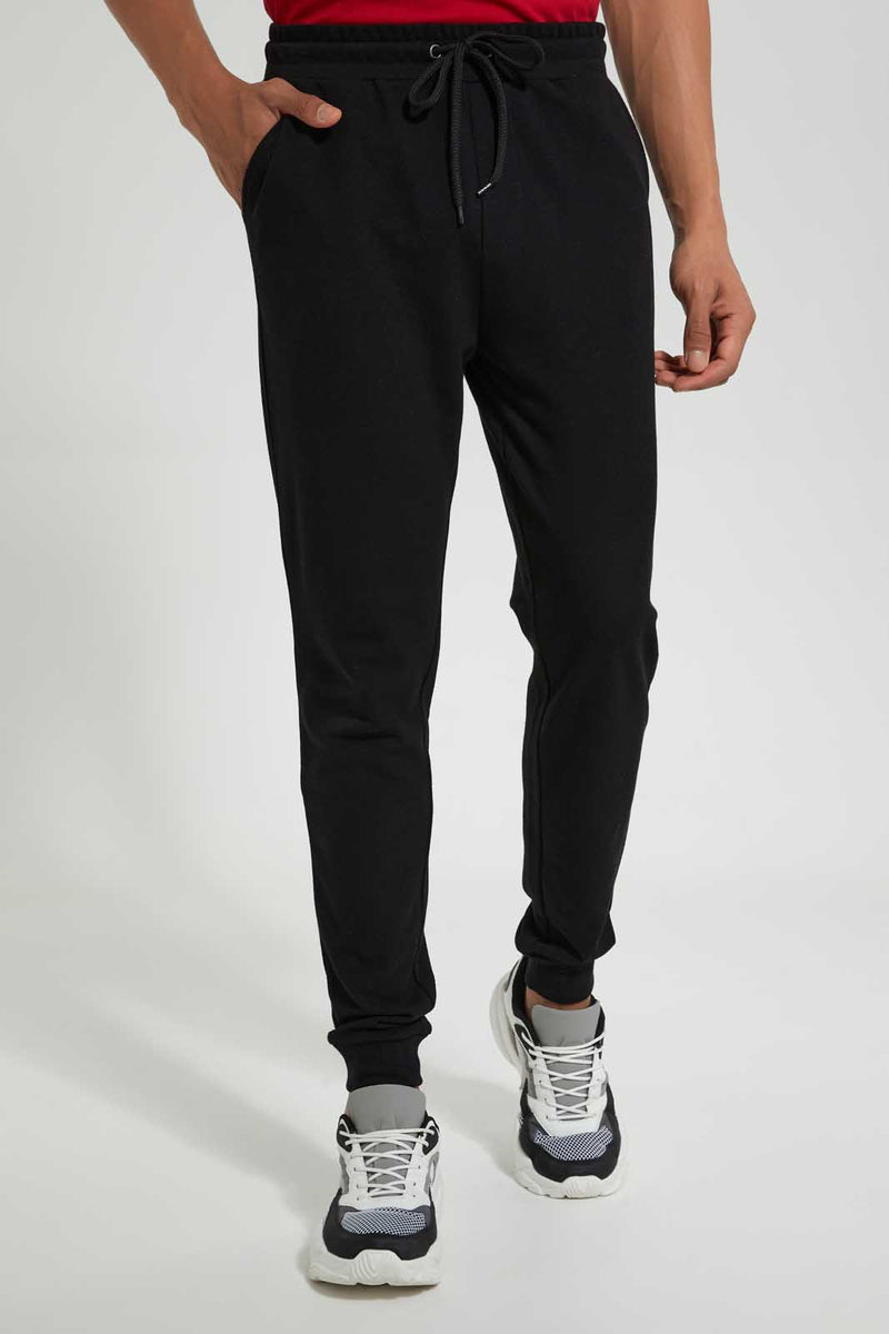 Redtag-Black-Pique-Jog-Pant-Joggers-Men's-