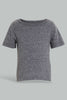 Redtag-Navy-And-Ecru-Snow-Yarn-T-Shirt-(2-Pack)-Plain-Infant-Boys-3 to 24 Months