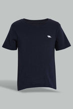 Load image into Gallery viewer, Redtag-Navy-And-White-Slub-T-Shirt-(2-Pack)-Plain-Infant-Boys-3 to 24 Months
