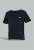 Redtag-Navy-And-White-Slub-T-Shirt-(2-Pack)-Plain-Infant-Boys-3 to 24 Months