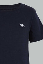 Load image into Gallery viewer, Redtag-Navy-And-White-Slub-T-Shirt-(2-Pack)-Plain-Infant-Boys-3 to 24 Months
