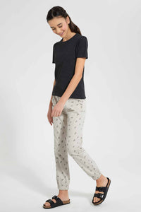 Redtag-Beige/Black-Disty-Print-Twill-Jogger-Category:Trousers,-Colour:Assorted,-Filter:Senior-Girls-(9-to-14-Yrs),-GSR-Trousers,-New-In,-New-In-GSR,-Non-Sale,-S22D,-Section:Kidswear,-TBL-Senior-Girls-9 to 14 Years