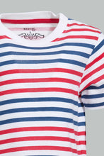 Load image into Gallery viewer, Redtag-White-Red-Striped-Short-Slv-T-Shirt-Striped-Infant-Boys-3 to 24 Months
