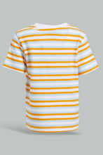 Load image into Gallery viewer, Redtag-Red-Navy-Aqua-Striped-Ss-T-Shirt-Striped-Infant-Boys-3 to 24 Months
