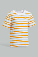 Load image into Gallery viewer, Redtag-Red-Navy-Aqua-Striped-Ss-T-Shirt-Striped-Infant-Boys-3 to 24 Months
