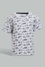 تنزيل الصورة على معرض الصور، Redtag-Grey-Shark-Printed-Ss-T-Shirt-All-Over-Prints-Infant-Boys-3 to 24 Months
