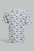 Redtag-Grey-Shark-Printed-Ss-T-Shirt-All-Over-Prints-Infant-Boys-3 to 24 Months