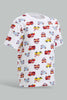 Redtag-White-Car-Printed-Ss-T-Shirt-All-Over-Prints-Infant-Boys-3 to 24 Months