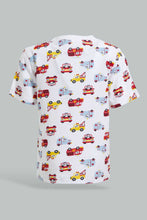 Load image into Gallery viewer, Redtag-White-Car-Printed-Ss-T-Shirt-All-Over-Prints-Infant-Boys-3 to 24 Months
