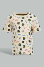 Load image into Gallery viewer, Redtag-Ecru-Dino-Printed-Ss-T-Shirt-All-Over-Prints-Infant-Boys-3 to 24 Months
