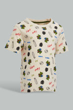 Load image into Gallery viewer, Redtag-Ecru-Dino-Printed-Ss-T-Shirt-All-Over-Prints-Infant-Boys-3 to 24 Months
