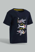 Load image into Gallery viewer, Redtag-Navy-Shark-Ss-T-Shirt-Graphic-Prints-Infant-Boys-3 to 24 Months
