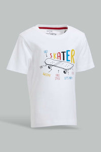 Redtag-White-Skar-Ss-T-Shirt-Graphic-Prints-Infant-Boys-3 to 24 Months